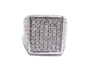 Großer auffälliger Herrenring 0,925 Silber mit Rundschliff weiße Zirkonia Krappe 28,7 g - Bild 1 von 6