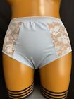 George Knickers/Panties, Pale Blue Glossy Nylon & Floral Lace UK 22, New