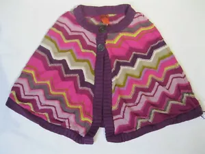 Poncho maglione scialle Missoni for Target Cape bambina XL maglia zig zag viola nuovo senza etichette - Foto 1 di 4