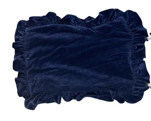 Ralph Lauren Kissenbezug blau Standard Rüschenrand Samt Vintage - Bild 1 von 6
