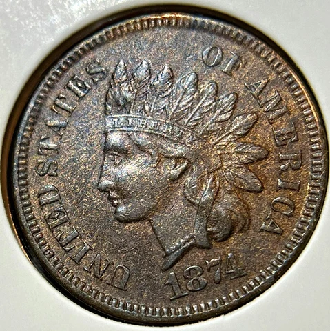 1874 1C Indian Head Cent Penny _ UNC MSBN _ Original Condition - [JX-074] Cover