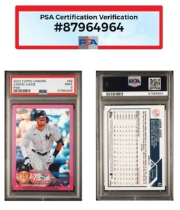 Aaron Judge RC 2023 Topps Chrom #62 RC NEUWERTIG PSA 9 rosa Refraktor - Bild 1 von 5
