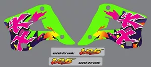 Shroud and swingarm Graphics for 1994-1998 Kawasaki KX KX125 KX 125 Decal Green - Foto 1 di 1