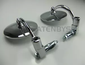 Classic Motorcycle Bar End ROUND Mirror BSA Triumph Norton Enfield Cafe Racer - Picture 1 of 13