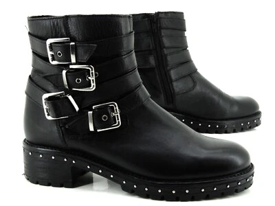 Botines Bronx Plateau Para Mujer De Cuero Talla 40 Negros - Imagen 1 de 4