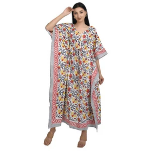 Kaftans for women Maxi Kaftan Robe Cotton Linen Long Dress Ladies Plus Size - Picture 1 of 6