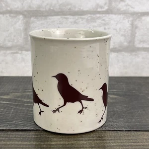 vtg asahi japan speckled pottery vase bird theme w/ plug brown bird MCM 3 1/2” - Picture 1 of 9