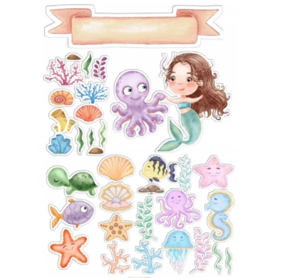 Essbar Meerjungfrau Meer Tortenaufleger Torte  Geburtstag Zuckermasse + TEXT - Bild 1 von 2