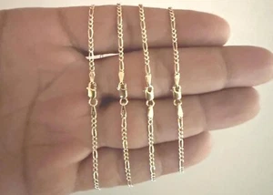 Brazalete de cadena de eslabones Figaro de oro amarillo de 10k de 7" - Delicada pulsera delgada de 2 mm regalo - Imagen 1 de 5