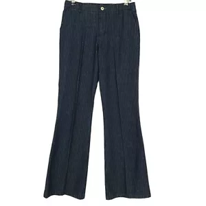 Vintage Tommy Hilfiger Flare Wide Jeans Striped Dark Wash High Rise Y2K Denim 9 - Picture 1 of 10
