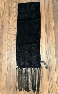 Jones New York Long Wrap Shawl Scarf Fringe Black Lace Designer 74x22 - Picture 1 of 5