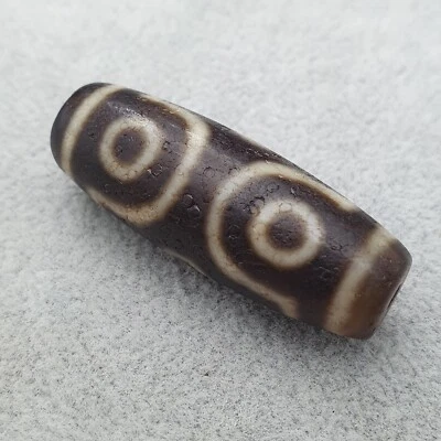 Vintage 6-Eye Himalayan Dzi Bead 38.4mm – Rare Tibetan Agate - Image 1 of 4