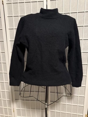 Outlander Black Wool Angora Rabbit Hair Lambswool Blend Mock Neck Sweater SZ L - Image 1 of 4