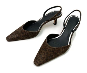 Bomba de tacón de gatito PAIGE Wren Slingback d’Orsay en gamuza leopardo talla 8 $328 - Imagen 1 de 9