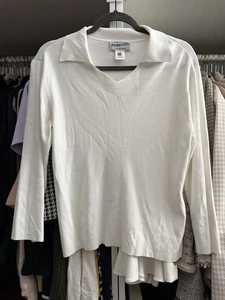 Women’s Pendleton White Long Sleeve Polo Shirt Size Medium - Picture 1 of 3