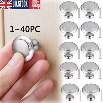 1-40Pcs Door Knobs Cabinet Kitchen Stainless Steel DIY UK Handles Cupboard Draw - Image 1 of 4