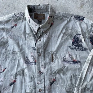 Vtg Magellan Pheasant Turkey Hunting Button Down Shirt Collared Size XL Cotton - Picture 1 of 6