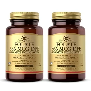 Solgar Folato 666 mcg DFE (Ácido Fólico 400 mcg) - 250 Comprimidos, Pack de 2 - - Imagen 1 de 6