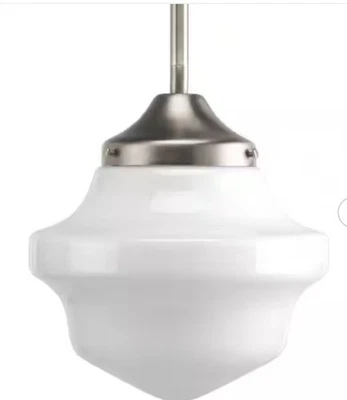 Progress Lighting P5196-09 School House 8"W Mini Pendant - Nickel - Image 1 of 4