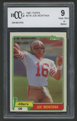 1981 Topps #216 Joe Montana cartão de novato classificação BCCG 9 - Imagem 1 de 2