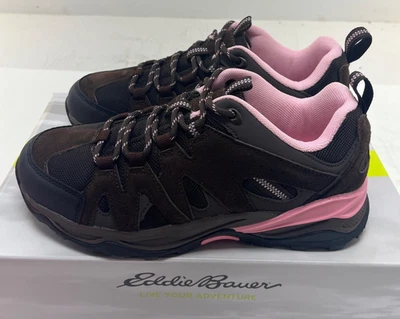 Eddie Bauer Women's Longview Hiking Shoe brown w/ pink FREE shipping! - Image 1 of 4