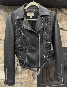 Michael Kors STUDDED giacca di pelle donna 💕 TG M ASSOLUTAMENTE STUPENDA - Foto 1 di 8