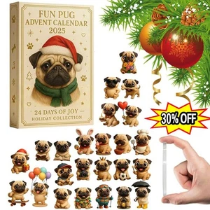 Fun Pug Advent Calendar 2025, 24 Days Christmas Pug Dog Advent Calendar - Picture 1 of 11