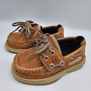 Sperry Top-Sider Toddlers 7M Leather Boat Shoes Brown Tan Size NWOB - Picture 1 of 17