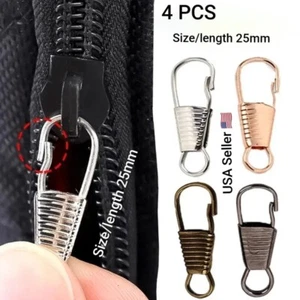 4PCS Zipper Puller Detachable 25mm Zippers Pull Tab Fixer Replacement Zip Slider - Picture 1 of 10