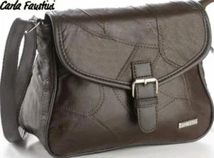 Edle Handtasche aus echtem Leder | Kalbsleder dunkelbraun | Luxus Damentasche - Picture 1 of 3