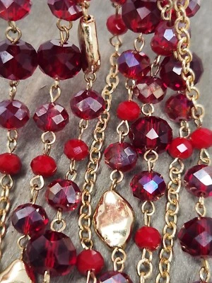 Collar LARGO 72" Tono Dorado y Rojo Cristal AB Cuentas Nuevo con Etiquetas Estilo & Co Original $29 Boho Foto 1 de 4