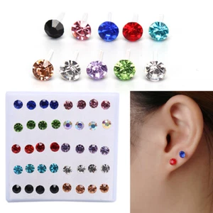 10Pairs/20Pairs Set Rhinestone Crystal Stud Earrings Small Earrings Jewelry D^HF - Picture 1 of 17