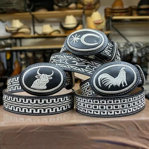 KIDS Western Cowboy Belt. Leather Mexican Embroidered Belt. Cinto Vaquero Niño. - Picture 1 of 4
