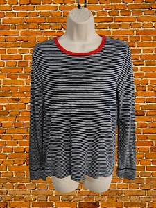 WOMENS WHISTLES SIZE SMALL S NAVY STRIPE CASUAL LONG SLEEVE CREW TEE T SHIRT - Picture 1 of 5