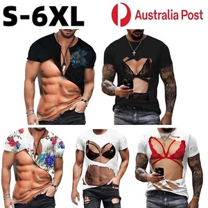 Muscle Tattoo 3D Print T-Shirt Unisex Mens Womens Short Sleeve Fitness Top Xmas - Picture 1 of 12