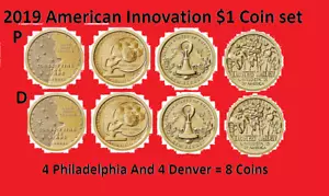 Set completo 2019 P & D American Innovation Dollaro 8 monete - non in circolazione a mano - Foto 1 di 1