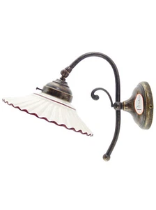 Applique ottone invecchiato,appliques,lampada parete piatto ceramica marrone ar1 - Foto 1 di 4