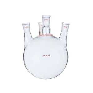 2000ml 24/40 Glass Flask 4-Neck Round Bottom 2L Lab Reaction Vessel Four Necks - Picture 1 of 1