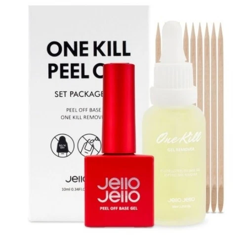 Jello Jello Peel Off Base Gel 10ml+ One Kill  Remover 30ml Set K Beauty Gel Base - Bild 1 von 4