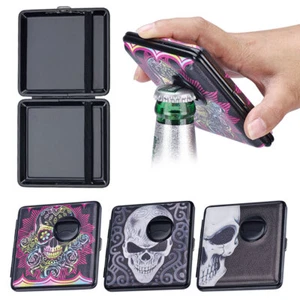 Zigarettenetui Etui für 20 Zigaretten mit Flaschenöffner Zigarettenbox Schwarz - Bild 1 von 7