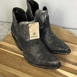 Ariat Boots Women Sz 7.5Hazel Distressed Cowboy Boots For Black Sliver Metallic - Picture 1 of 11
