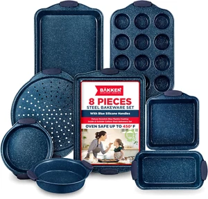 BAKKEN Kitchen Baking Pan Set - Nonstick Coating, Carbon Steel Bakeware Sets wit - Picture 1 of 12