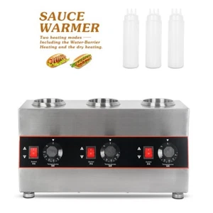 3 Bottles Electric Sauce Warmer Dispenser Caramel Chocolate Melting Machine - Picture 1 of 12