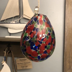 Blown Art Glass Sun-catcher Ornament With Oil Infuse Reservoir Blue Red Green - Picture 1 of 8