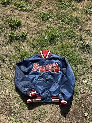 Vintage Starter Atlanta Braves Youth L Satin Jacket Baseball MLB Made in USA - Image 1 of 4
