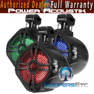 POWER ACOUSTIK MWT-80BL LED 8" 875W MARINE BOAT WAKE TOWER TWEETERS SPEAKERS - Picture 1 of 7