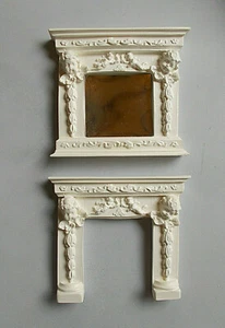  Dolls House Ornate Cherub Fire Place and Mirror White Set  Dolls House  - Picture 1 of 1