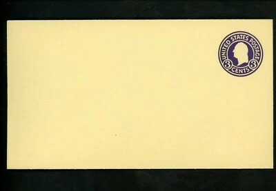 US Postal Stationery U437a Mint Envelope Entire 3c Dark Violet on Amber Die 1 - Image 1 of 2