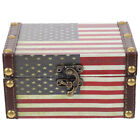 Wooden Jewelry Box US Flag Treasure Chest Organizer