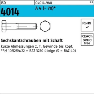 040149400330230 Sechskantschraube ISO 4014 m.Schaft M 33 x 230 A 4 - Bild 1 von 1